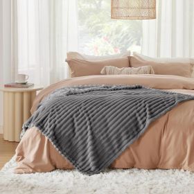 GentleSoft Frost Gray Fleece Blanket for Couch - Cozy Soft Blankets for Women, Cute Small Throws for Girls, 50x60 Inches