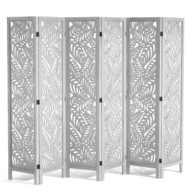 Wood Room Divider, 6 Panel Wood Folding Privacy Screen, 66.9 Inches Tall Indoor Carved Partition Divider, Portable Decoration Screen
