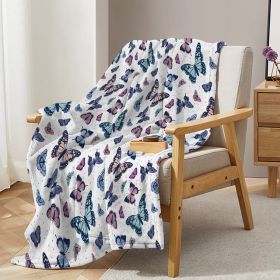 Garden Purple Butterfly Flannel Throw Blanket Soft Blankets and Throws Lightweight Plush Butterflies Lovers Gifts for Women Kids Girls (size: 130x150)